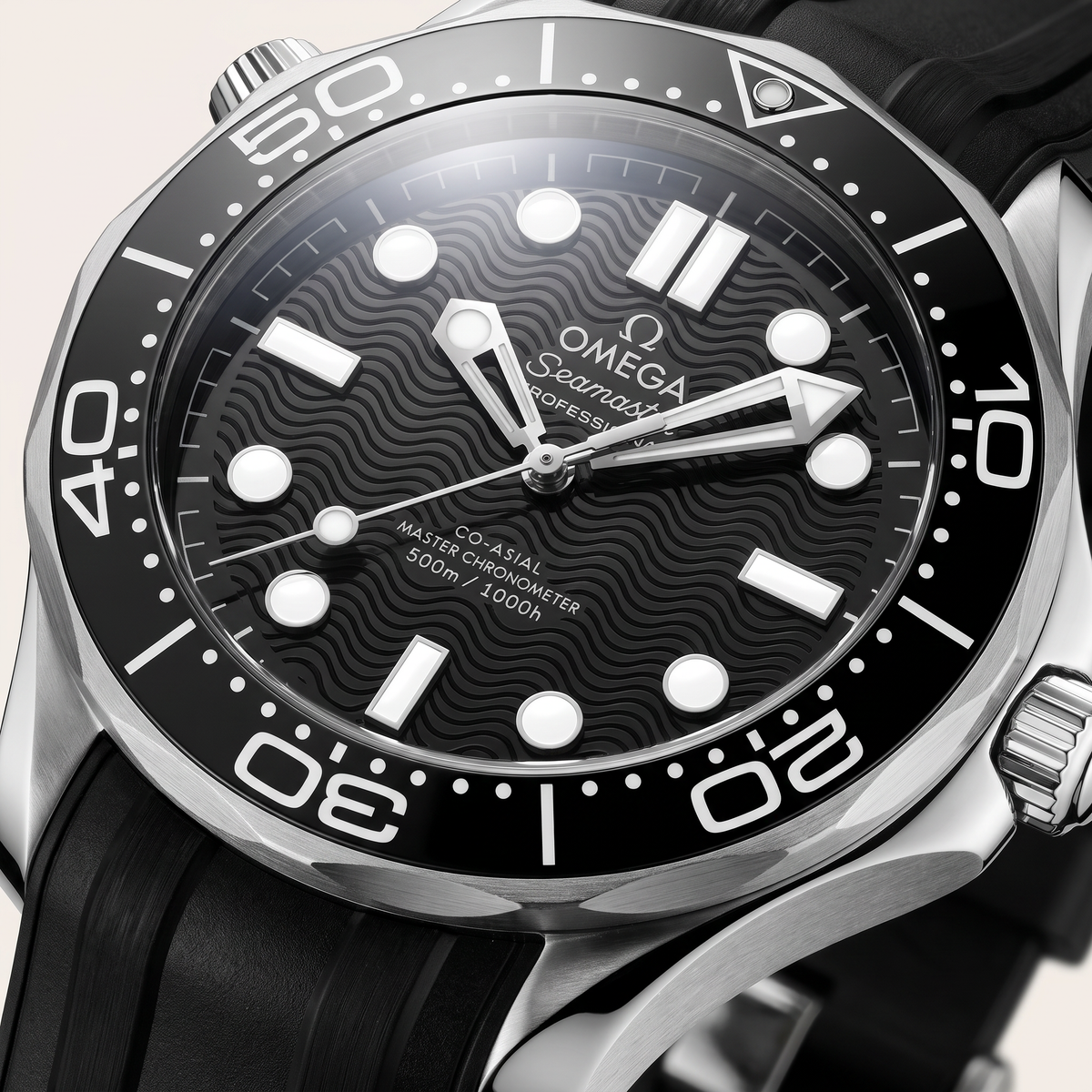 Seamaster Diver 300M Black Dial Rubber Strap Men's Watch