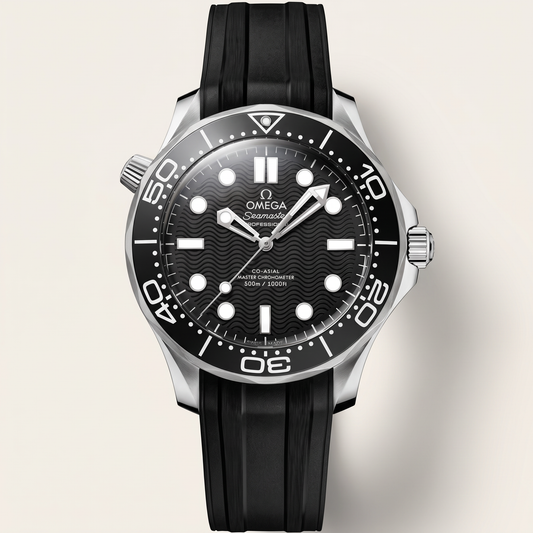 Seamaster Diver 300M Black Dial Rubber Strap Men's Watch
