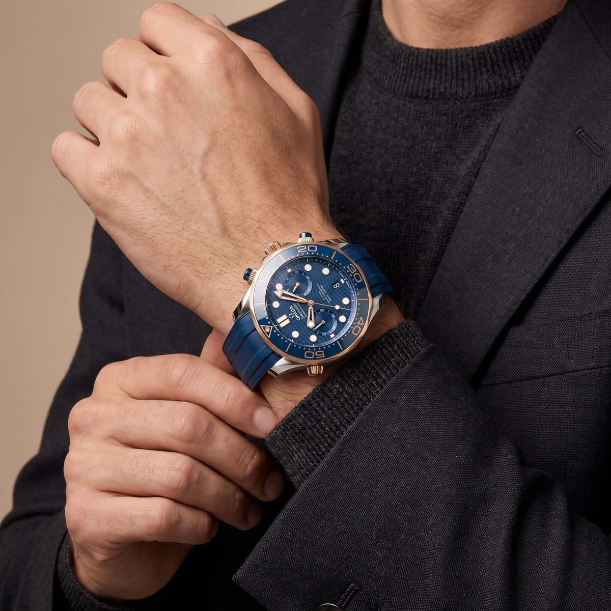 Seamaster Diver 300M Deep Blue Dial Gold Bi-Color Automatic Watch 210.22.44.51.03.001
