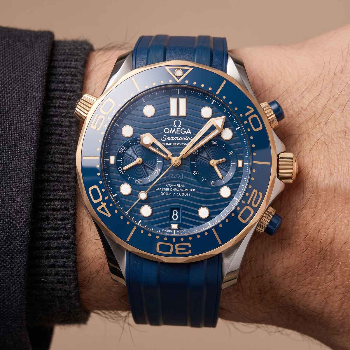 Seamaster Diver 300M Deep Blue Dial Gold Bi-Color Automatic Watch 210.22.44.51.03.001