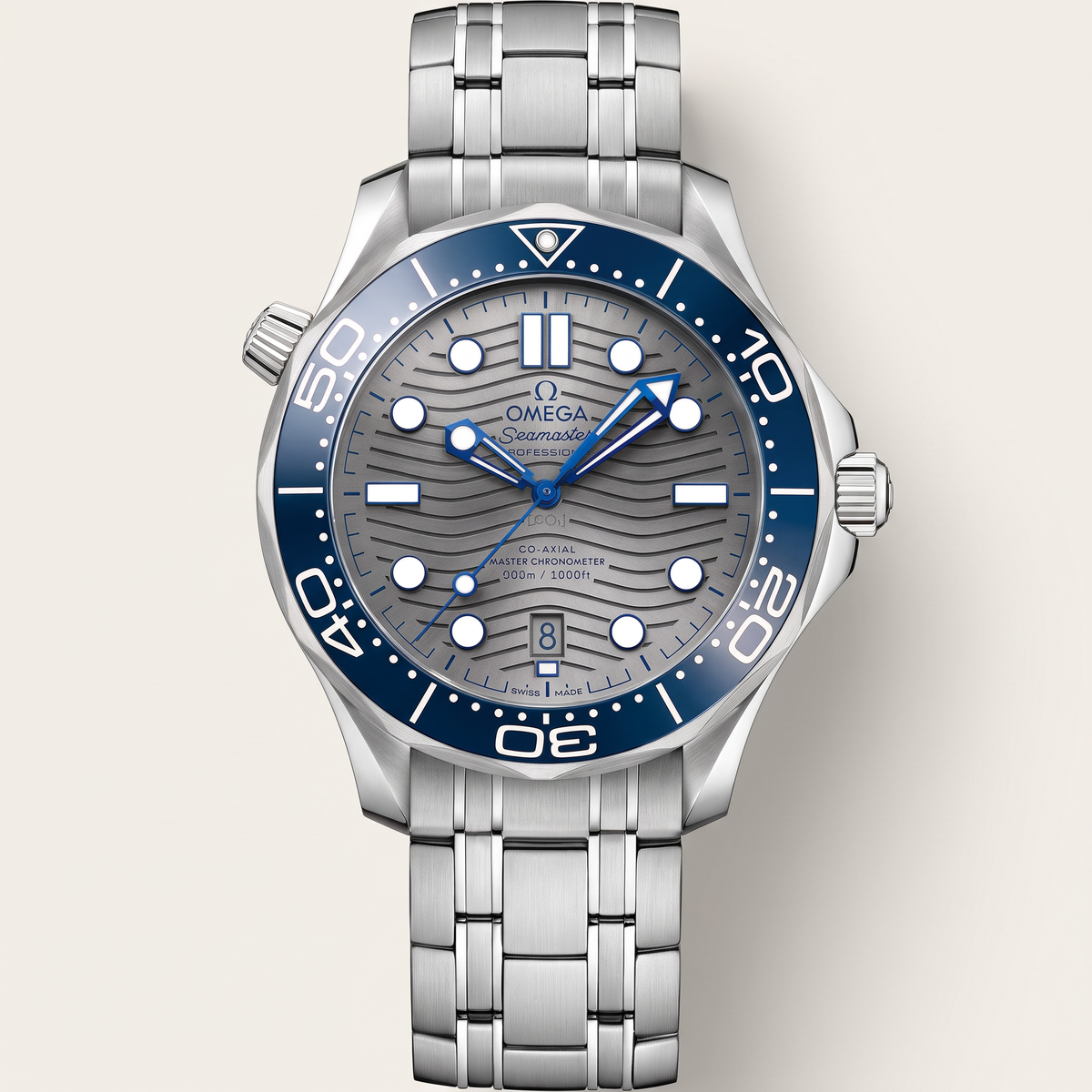 Seamaster Diver 300M Gray Dial Blue Bezel Stainless Steel Automatic Watch