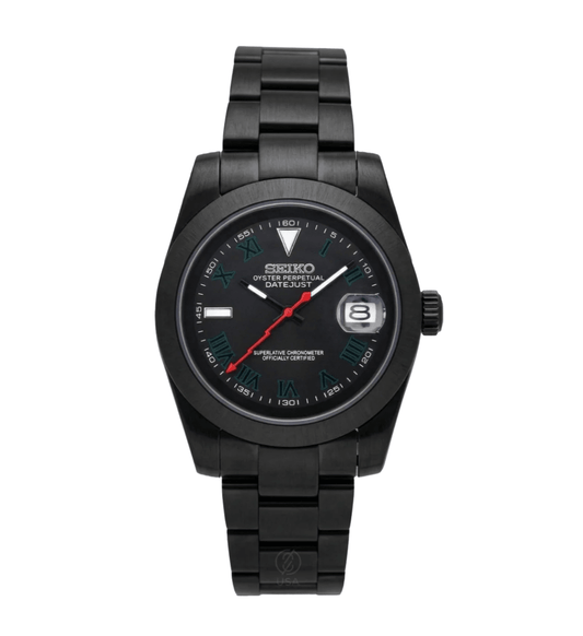 Seiko Mod Datejust Black Red Lightning