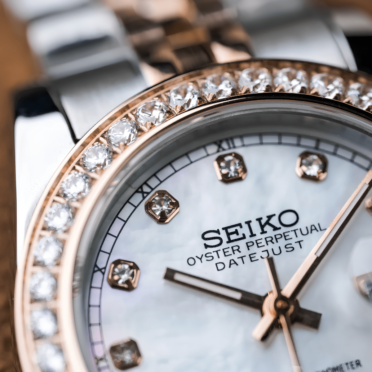 Seiko Mod Datejust Lady Twotone Gem White