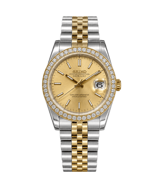 Seiko Mod Datejust Twotone Gem Gold