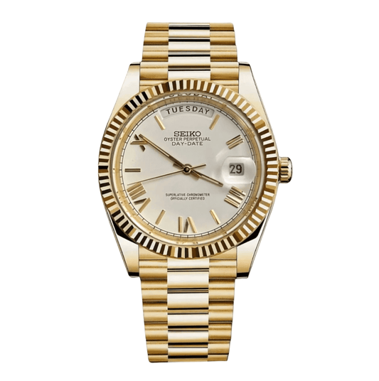 Seiko Mod Day-Date Gold White
