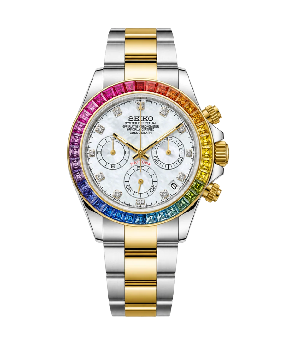 Seiko Mod Daytona Rainbow Twotone Gem White