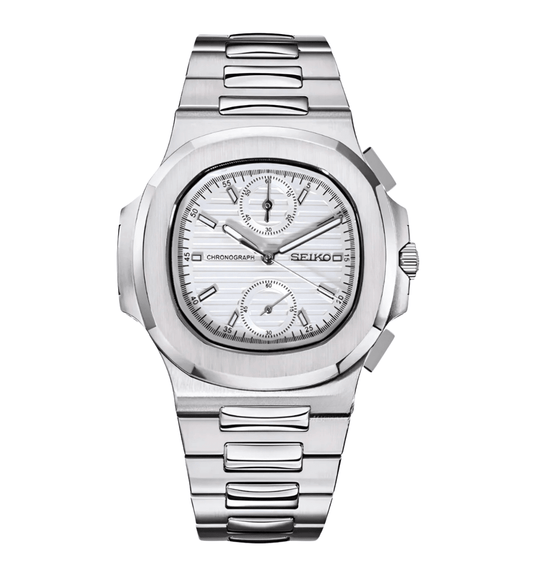 Seiko Mod Nautilus White Chrono