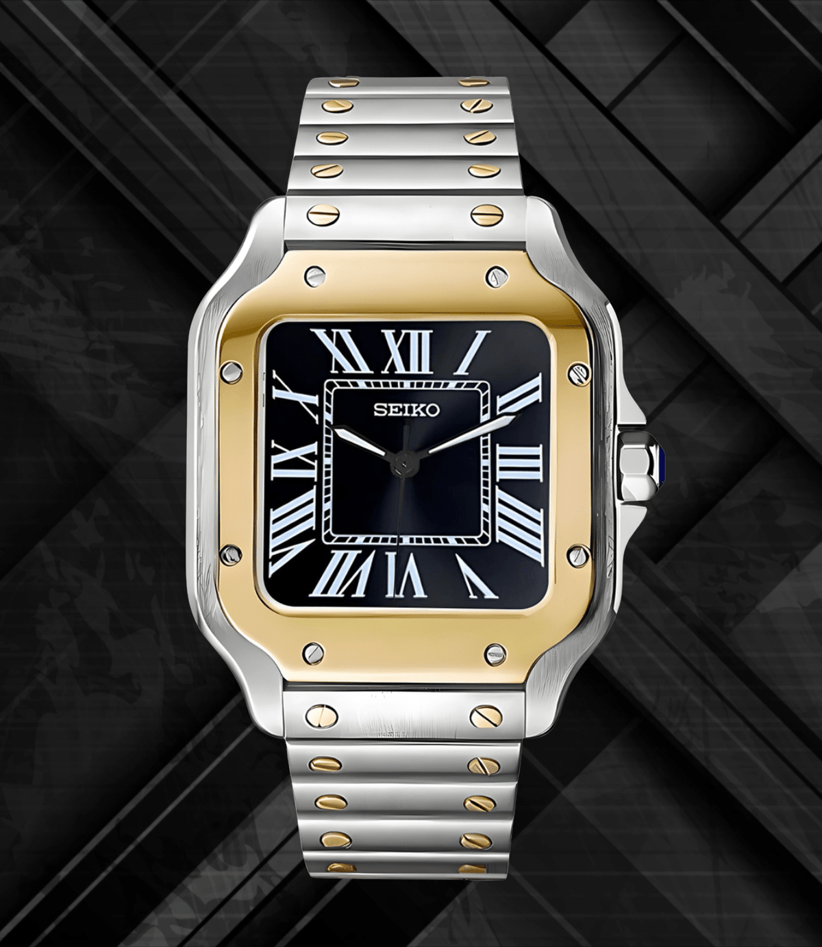 Seiko Mod Santos Twotone Black
