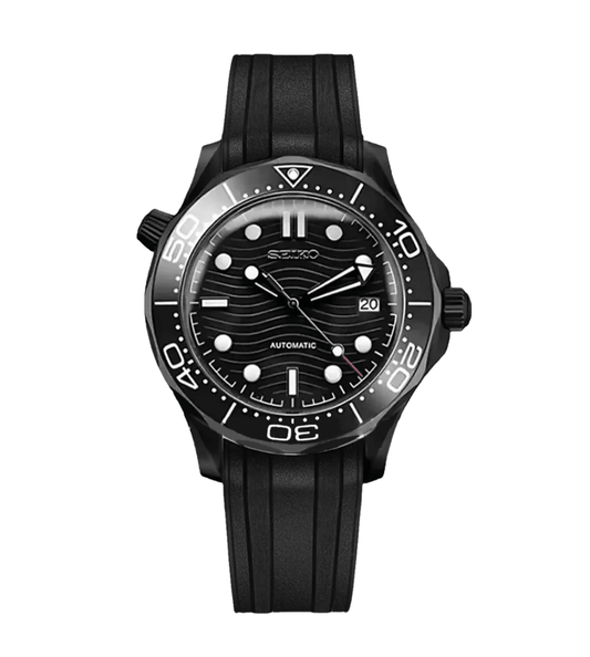 Seiko Mod Seamaster Black Silicone