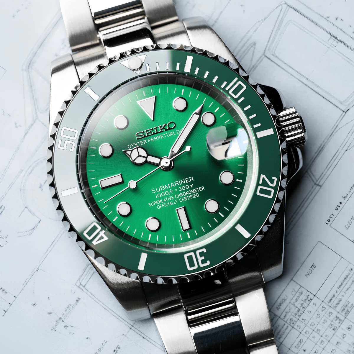 Seiko Mod Submariner Green