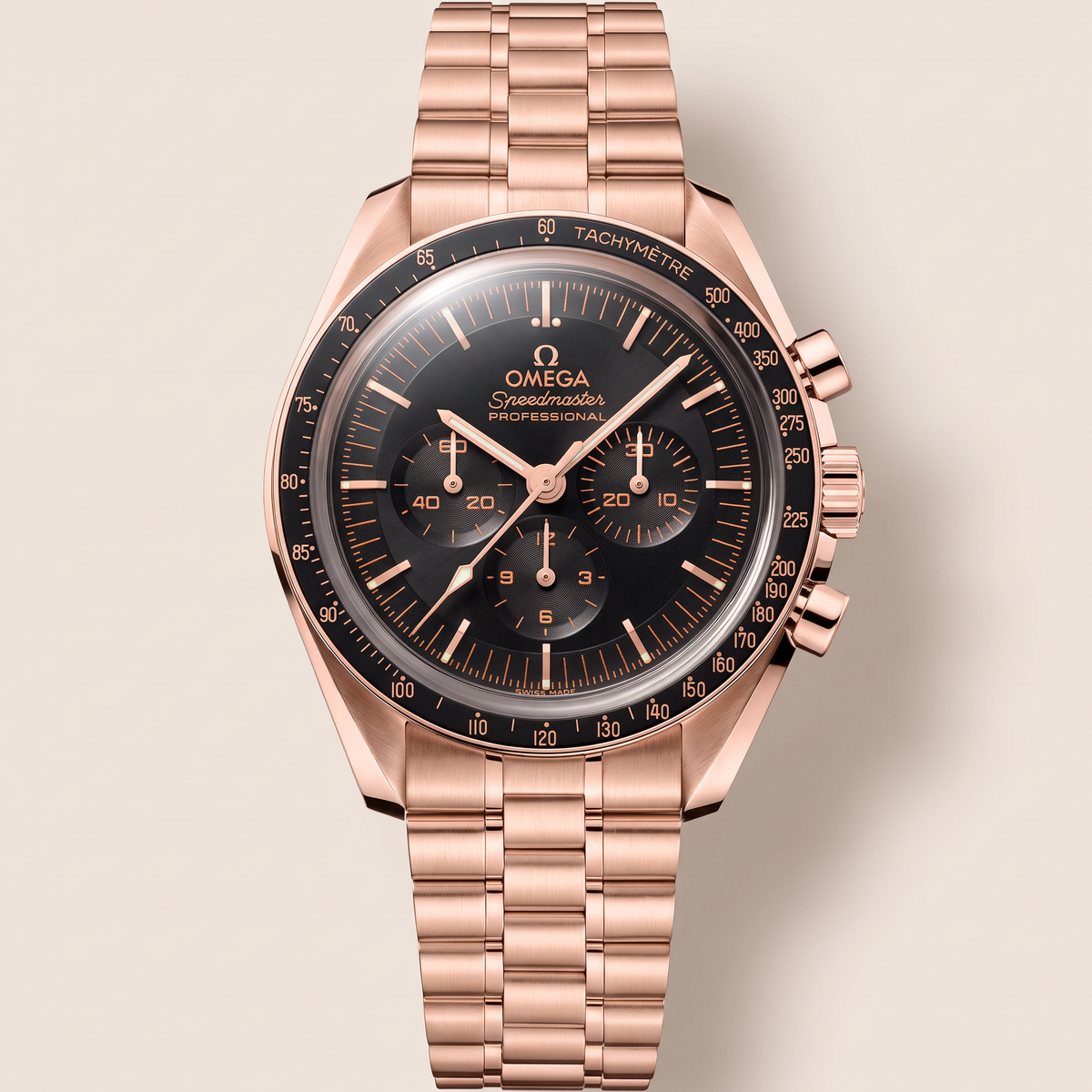 Speedmaster Black Dial Rose Tone Automatic Watch