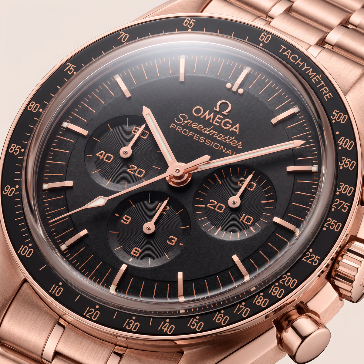 Speedmaster Black Dial Rose Tone Automatic Watch