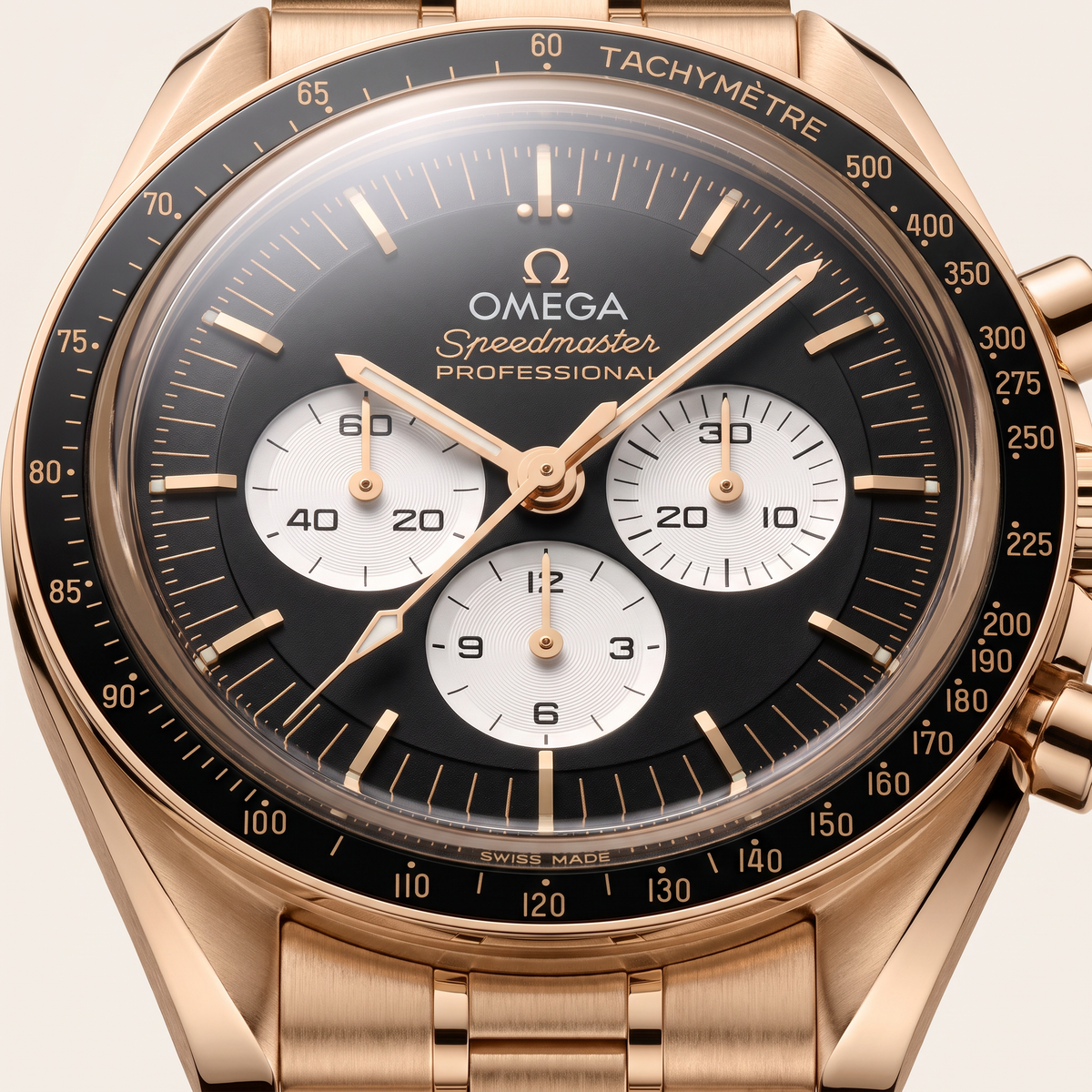 Speedmaster Full Black Dial Gold Tone Automatic Watch