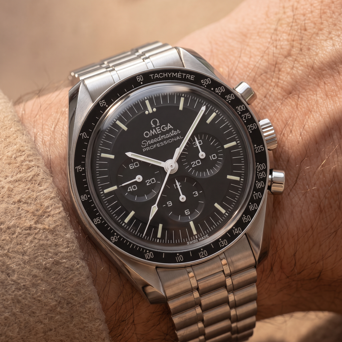 Speedmaster Full Black Dial Stainless Steel Automatic Watch