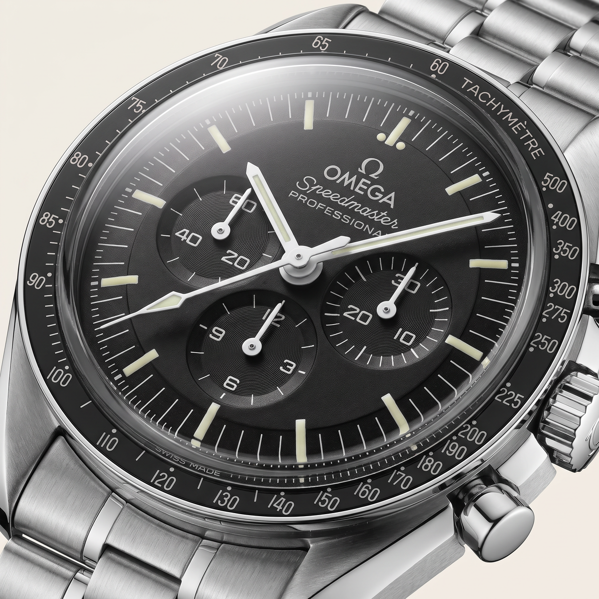 Speedmaster Full Black Dial Stainless Steel Automatic Watch