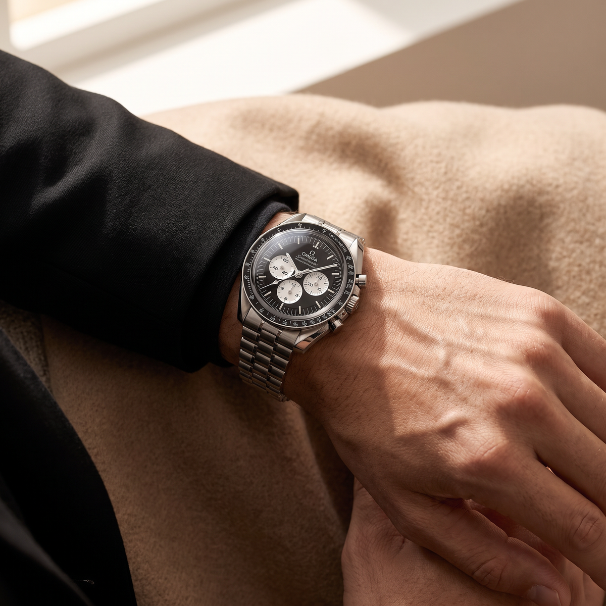 Speedmaster Black Dial Stainless Steel Automatic Watch