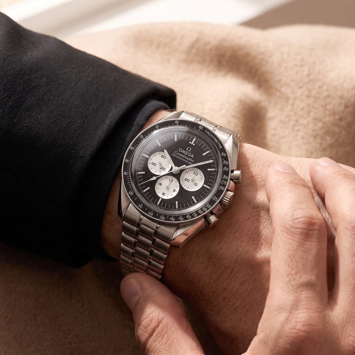 Speedmaster Black Dial Stainless Steel Automatic Watch