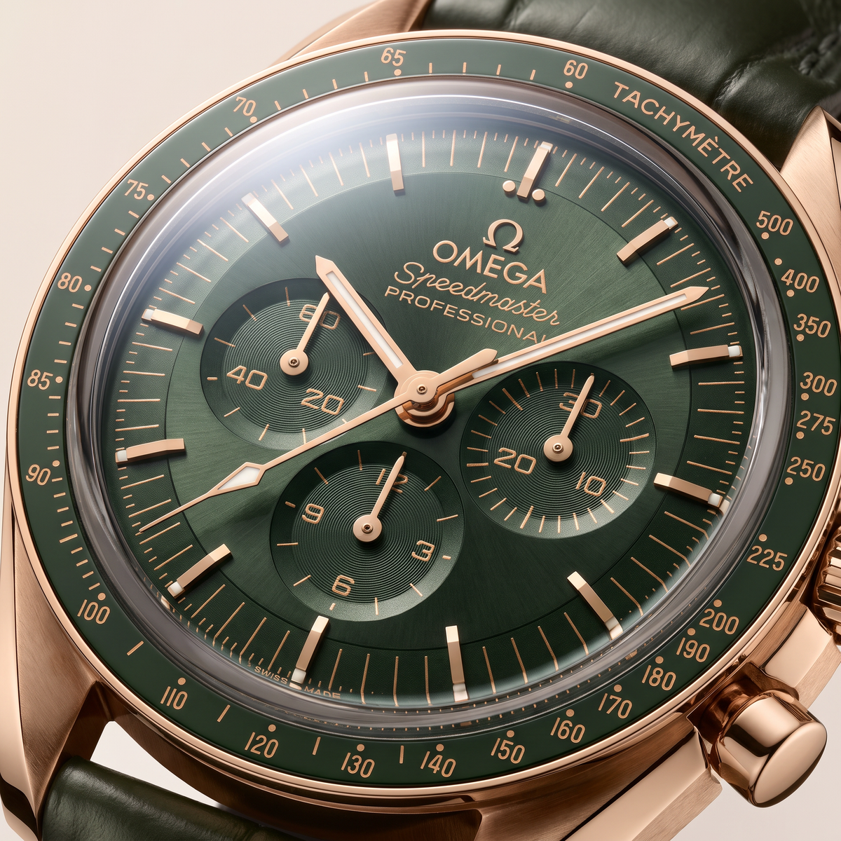 Speedmaster Olive Green Dial Gold Tone Automatic Watch