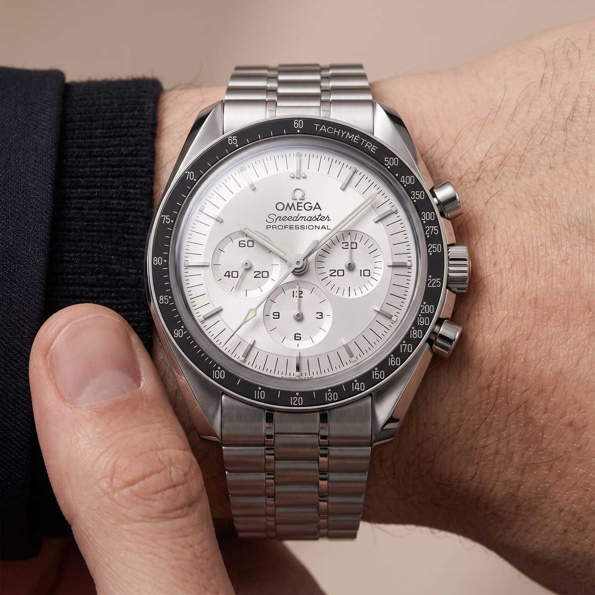 Speedmaster White Dial Black Bezel Stainless steel Automatic Watch