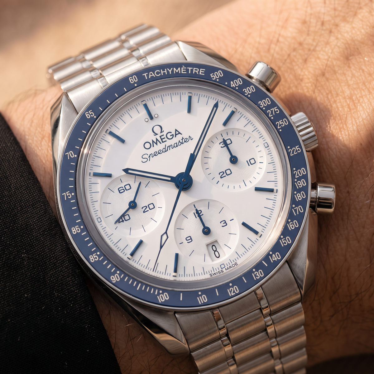 Speedmaster White Dial Blue Bezel Stainless steel Automatic Watch
