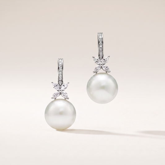 Victoria Pearl And Diamonds Earrings